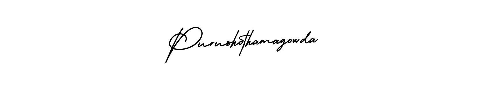How to make Purushothamagowda name signature. Use AmerikaSignatureDemo-Regular style for creating short signs online. This is the latest handwritten sign. Purushothamagowda signature style 3 images and pictures png