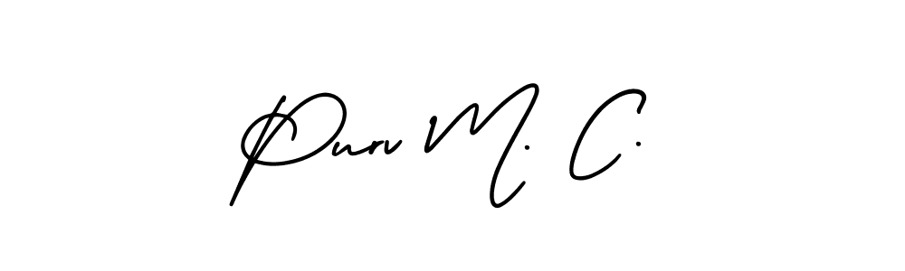 Also You can easily find your signature by using the search form. We will create Purv M. C. name handwritten signature images for you free of cost using AmerikaSignatureDemo-Regular sign style. Purv M. C. signature style 3 images and pictures png