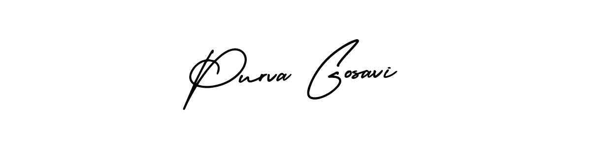 How to Draw Purva Gosavi signature style? AmerikaSignatureDemo-Regular is a latest design signature styles for name Purva Gosavi. Purva Gosavi signature style 3 images and pictures png
