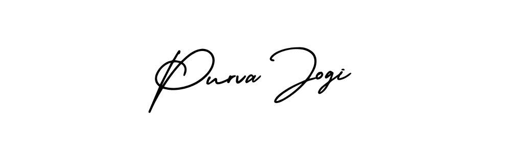The best way (AmerikaSignatureDemo-Regular) to make a short signature is to pick only two or three words in your name. The name Purva Jogi include a total of six letters. For converting this name. Purva Jogi signature style 3 images and pictures png