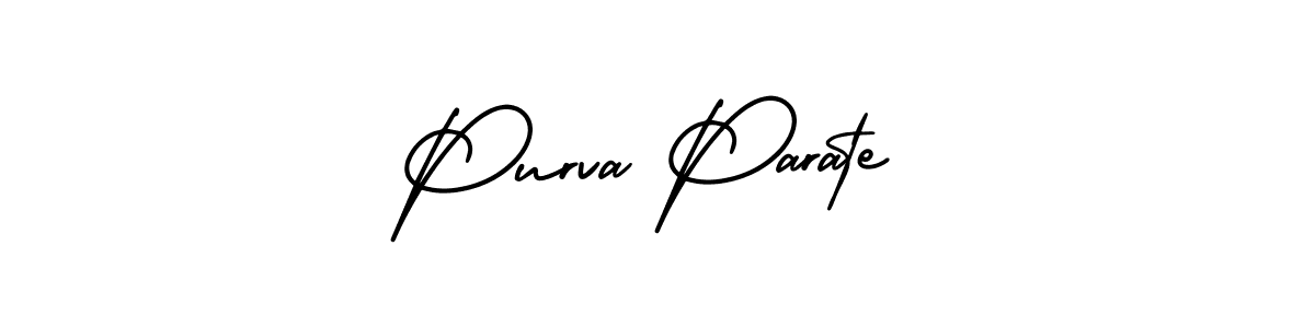 This is the best signature style for the Purva Parate name. Also you like these signature font (AmerikaSignatureDemo-Regular). Mix name signature. Purva Parate signature style 3 images and pictures png