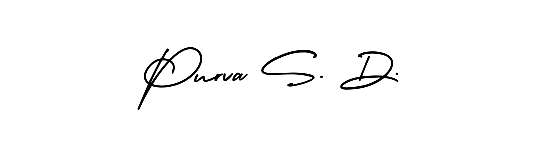 You should practise on your own different ways (AmerikaSignatureDemo-Regular) to write your name (Purva S. D.) in signature. don't let someone else do it for you. Purva S. D. signature style 3 images and pictures png