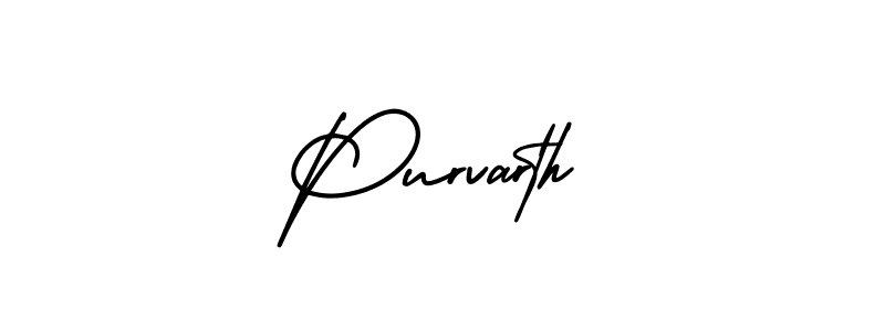 The best way (AmerikaSignatureDemo-Regular) to make a short signature is to pick only two or three words in your name. The name Purvarth include a total of six letters. For converting this name. Purvarth signature style 3 images and pictures png