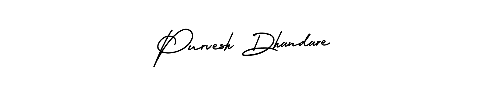 The best way (AmerikaSignatureDemo-Regular) to make a short signature is to pick only two or three words in your name. The name Purvesh Dhandare include a total of six letters. For converting this name. Purvesh Dhandare signature style 3 images and pictures png