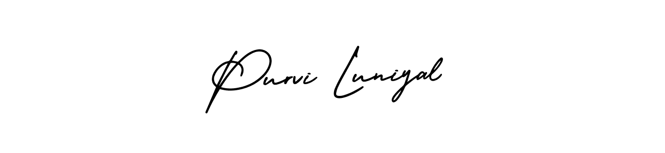 It looks lik you need a new signature style for name Purvi Luniyal. Design unique handwritten (AmerikaSignatureDemo-Regular) signature with our free signature maker in just a few clicks. Purvi Luniyal signature style 3 images and pictures png