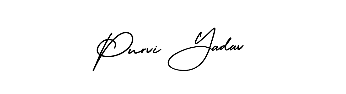 You should practise on your own different ways (AmerikaSignatureDemo-Regular) to write your name (Purvi Yadav) in signature. don't let someone else do it for you. Purvi Yadav signature style 3 images and pictures png