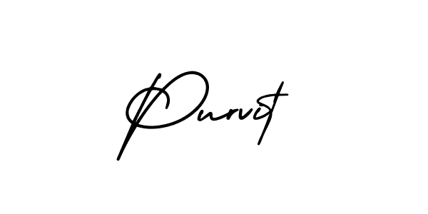 How to make Purvit name signature. Use AmerikaSignatureDemo-Regular style for creating short signs online. This is the latest handwritten sign. Purvit signature style 3 images and pictures png