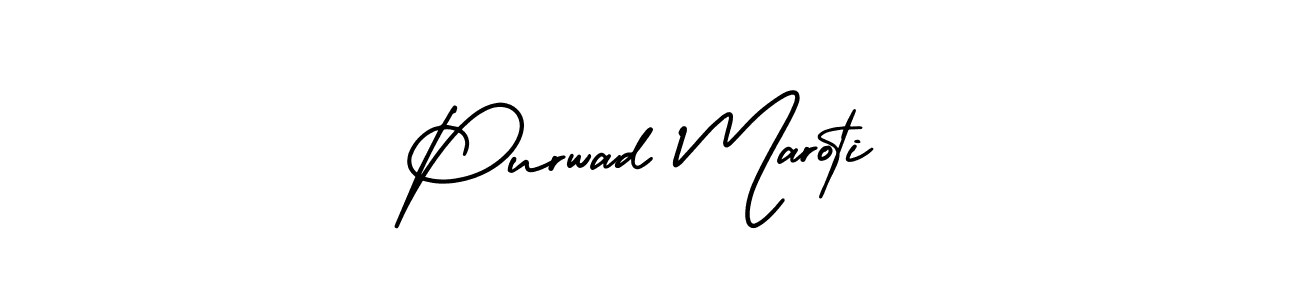 The best way (AmerikaSignatureDemo-Regular) to make a short signature is to pick only two or three words in your name. The name Purwad Maroti include a total of six letters. For converting this name. Purwad Maroti signature style 3 images and pictures png