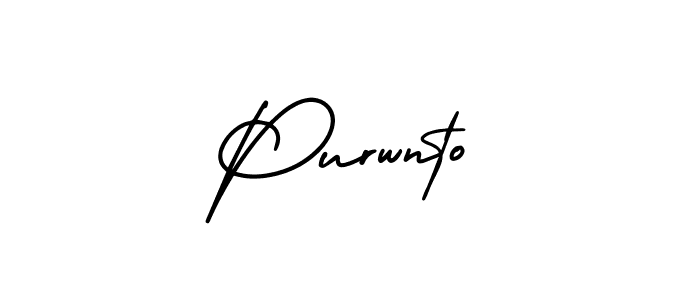 How to make Purwnto signature? AmerikaSignatureDemo-Regular is a professional autograph style. Create handwritten signature for Purwnto name. Purwnto signature style 3 images and pictures png