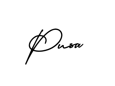 How to make Pusa name signature. Use AmerikaSignatureDemo-Regular style for creating short signs online. This is the latest handwritten sign. Pusa signature style 3 images and pictures png