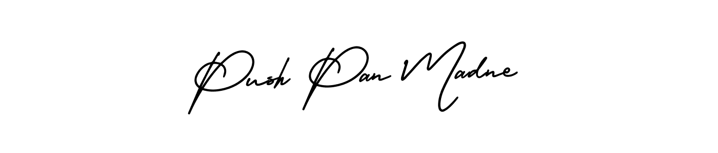 The best way (AmerikaSignatureDemo-Regular) to make a short signature is to pick only two or three words in your name. The name Push Pan Madne include a total of six letters. For converting this name. Push Pan Madne signature style 3 images and pictures png