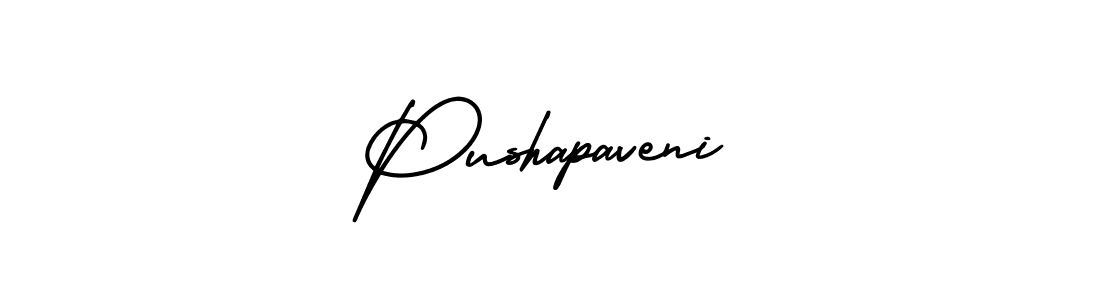 Pushapaveni stylish signature style. Best Handwritten Sign (AmerikaSignatureDemo-Regular) for my name. Handwritten Signature Collection Ideas for my name Pushapaveni. Pushapaveni signature style 3 images and pictures png