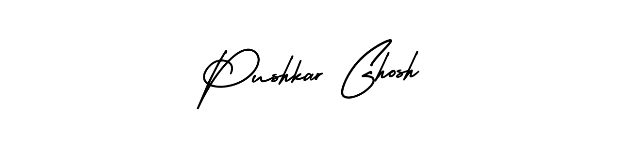 This is the best signature style for the Pushkar Ghosh name. Also you like these signature font (AmerikaSignatureDemo-Regular). Mix name signature. Pushkar Ghosh signature style 3 images and pictures png