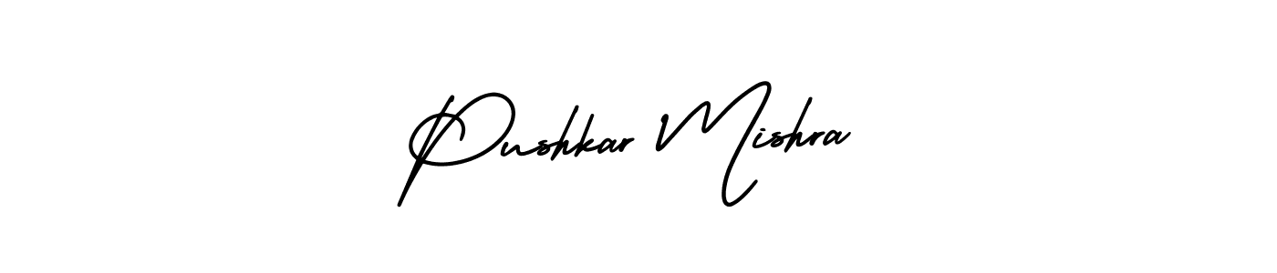 You should practise on your own different ways (AmerikaSignatureDemo-Regular) to write your name (Pushkar Mishra) in signature. don't let someone else do it for you. Pushkar Mishra signature style 3 images and pictures png