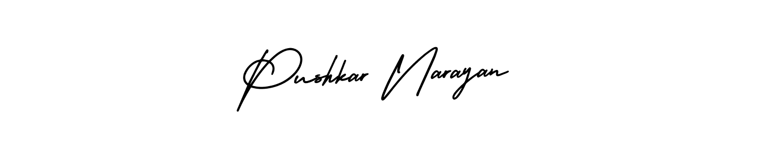 How to make Pushkar Narayan name signature. Use AmerikaSignatureDemo-Regular style for creating short signs online. This is the latest handwritten sign. Pushkar Narayan signature style 3 images and pictures png