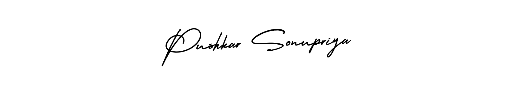 How to make Pushkar Sonupriya name signature. Use AmerikaSignatureDemo-Regular style for creating short signs online. This is the latest handwritten sign. Pushkar Sonupriya signature style 3 images and pictures png
