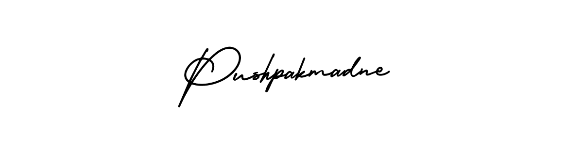 How to make Pushpakmadne name signature. Use AmerikaSignatureDemo-Regular style for creating short signs online. This is the latest handwritten sign. Pushpakmadne signature style 3 images and pictures png