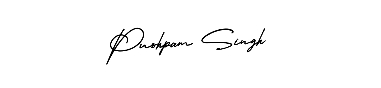 This is the best signature style for the Pushpam Singh name. Also you like these signature font (AmerikaSignatureDemo-Regular). Mix name signature. Pushpam Singh signature style 3 images and pictures png