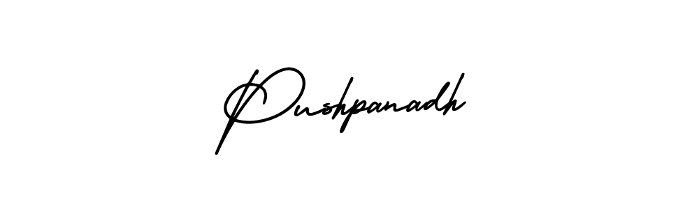 The best way (AmerikaSignatureDemo-Regular) to make a short signature is to pick only two or three words in your name. The name Pushpanadh include a total of six letters. For converting this name. Pushpanadh signature style 3 images and pictures png