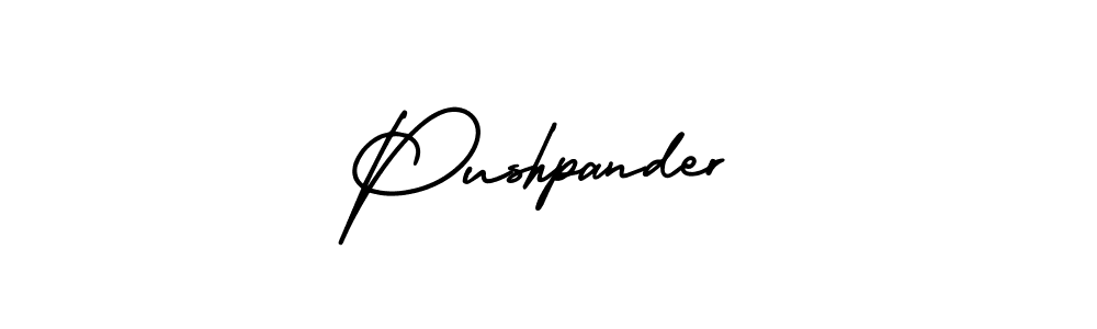 How to make Pushpander name signature. Use AmerikaSignatureDemo-Regular style for creating short signs online. This is the latest handwritten sign. Pushpander signature style 3 images and pictures png