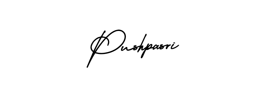 You should practise on your own different ways (AmerikaSignatureDemo-Regular) to write your name (Pushpasri) in signature. don't let someone else do it for you. Pushpasri signature style 3 images and pictures png