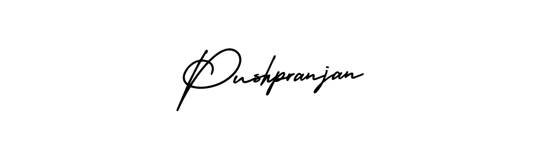 You should practise on your own different ways (AmerikaSignatureDemo-Regular) to write your name (Pushpranjan) in signature. don't let someone else do it for you. Pushpranjan signature style 3 images and pictures png