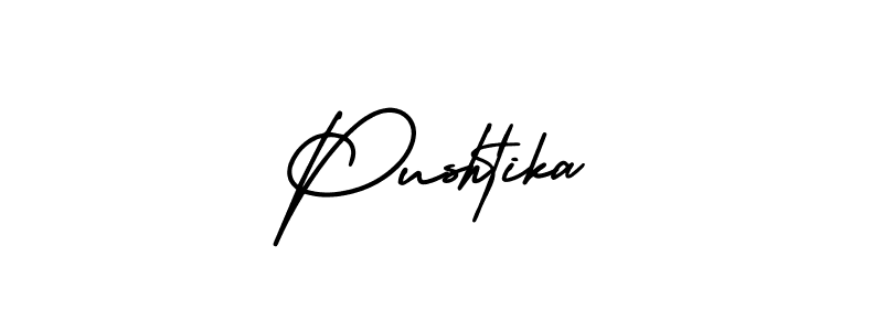 How to Draw Pushtika signature style? AmerikaSignatureDemo-Regular is a latest design signature styles for name Pushtika. Pushtika signature style 3 images and pictures png