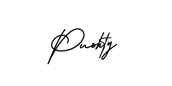 Use a signature maker to create a handwritten signature online. With this signature software, you can design (AmerikaSignatureDemo-Regular) your own signature for name Pushty. Pushty signature style 3 images and pictures png
