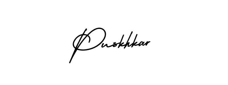 How to make Puskhkar name signature. Use AmerikaSignatureDemo-Regular style for creating short signs online. This is the latest handwritten sign. Puskhkar signature style 3 images and pictures png