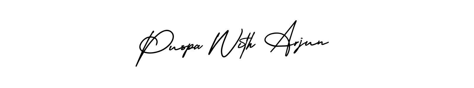 How to make Puspa With Arjun name signature. Use AmerikaSignatureDemo-Regular style for creating short signs online. This is the latest handwritten sign. Puspa With Arjun signature style 3 images and pictures png