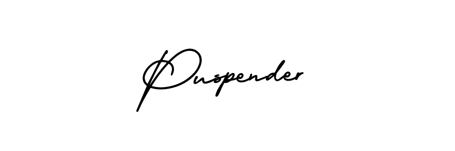 Puspender stylish signature style. Best Handwritten Sign (AmerikaSignatureDemo-Regular) for my name. Handwritten Signature Collection Ideas for my name Puspender. Puspender signature style 3 images and pictures png