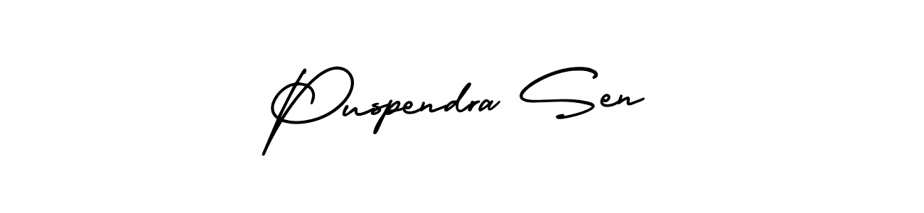 How to make Puspendra Sen signature? AmerikaSignatureDemo-Regular is a professional autograph style. Create handwritten signature for Puspendra Sen name. Puspendra Sen signature style 3 images and pictures png