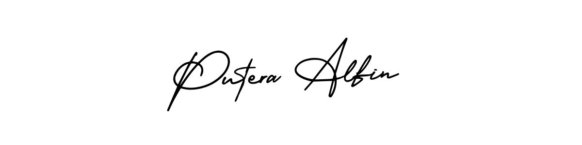 AmerikaSignatureDemo-Regular is a professional signature style that is perfect for those who want to add a touch of class to their signature. It is also a great choice for those who want to make their signature more unique. Get Putera Alfin name to fancy signature for free. Putera Alfin signature style 3 images and pictures png