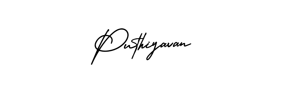 The best way (AmerikaSignatureDemo-Regular) to make a short signature is to pick only two or three words in your name. The name Puthiyavan include a total of six letters. For converting this name. Puthiyavan signature style 3 images and pictures png