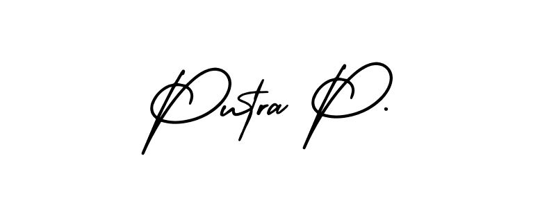 Use a signature maker to create a handwritten signature online. With this signature software, you can design (AmerikaSignatureDemo-Regular) your own signature for name Putra P.. Putra P. signature style 3 images and pictures png