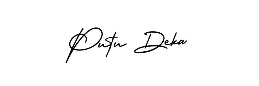 Design your own signature with our free online signature maker. With this signature software, you can create a handwritten (AmerikaSignatureDemo-Regular) signature for name Putu Deka. Putu Deka signature style 3 images and pictures png