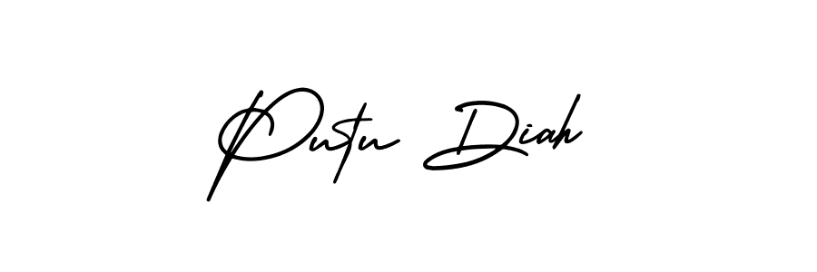 How to Draw Putu Diah signature style? AmerikaSignatureDemo-Regular is a latest design signature styles for name Putu Diah. Putu Diah signature style 3 images and pictures png