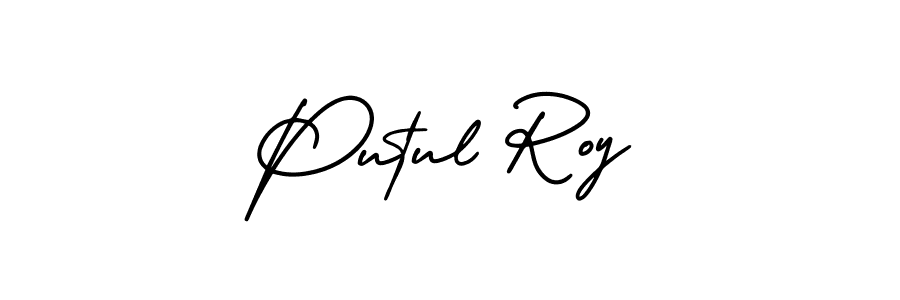 How to make Putul Roy signature? AmerikaSignatureDemo-Regular is a professional autograph style. Create handwritten signature for Putul Roy name. Putul Roy signature style 3 images and pictures png