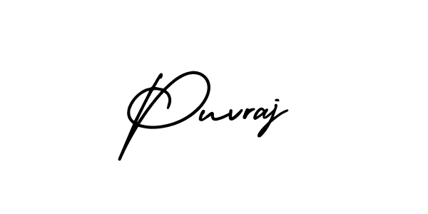 You should practise on your own different ways (AmerikaSignatureDemo-Regular) to write your name (Puvraj) in signature. don't let someone else do it for you. Puvraj signature style 3 images and pictures png