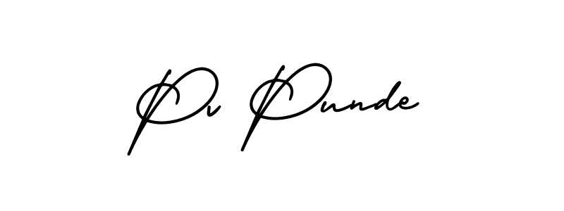 The best way (AmerikaSignatureDemo-Regular) to make a short signature is to pick only two or three words in your name. The name Pv Punde include a total of six letters. For converting this name. Pv Punde signature style 3 images and pictures png