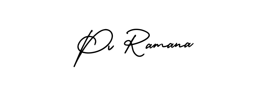 The best way (AmerikaSignatureDemo-Regular) to make a short signature is to pick only two or three words in your name. The name Pv Ramana include a total of six letters. For converting this name. Pv Ramana signature style 3 images and pictures png