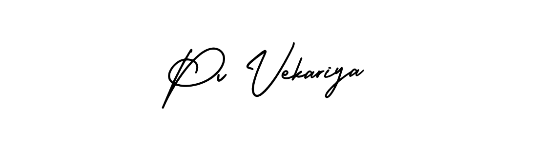 How to make Pv Vekariya name signature. Use AmerikaSignatureDemo-Regular style for creating short signs online. This is the latest handwritten sign. Pv Vekariya signature style 3 images and pictures png