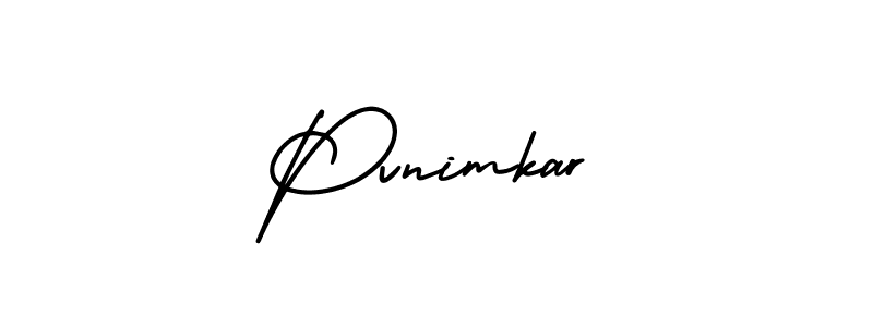 You should practise on your own different ways (AmerikaSignatureDemo-Regular) to write your name (Pvnimkar) in signature. don't let someone else do it for you. Pvnimkar signature style 3 images and pictures png