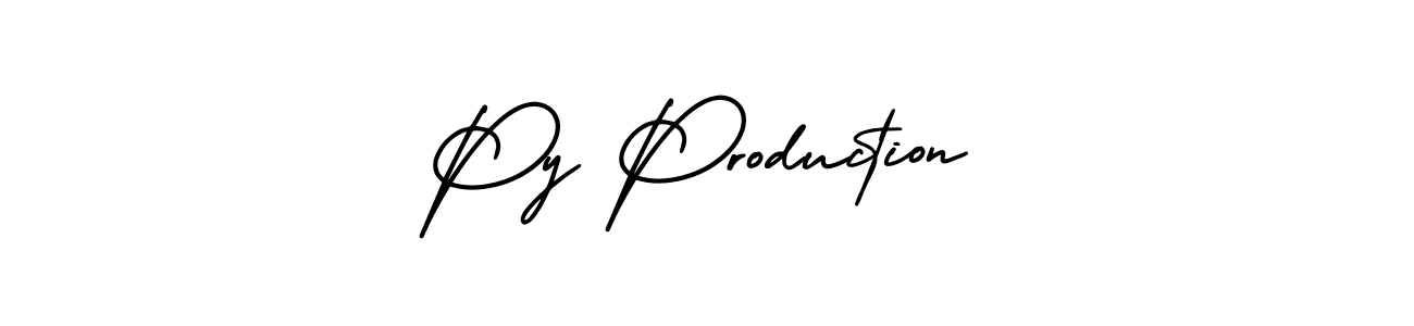 The best way (AmerikaSignatureDemo-Regular) to make a short signature is to pick only two or three words in your name. The name Py Production include a total of six letters. For converting this name. Py Production signature style 3 images and pictures png