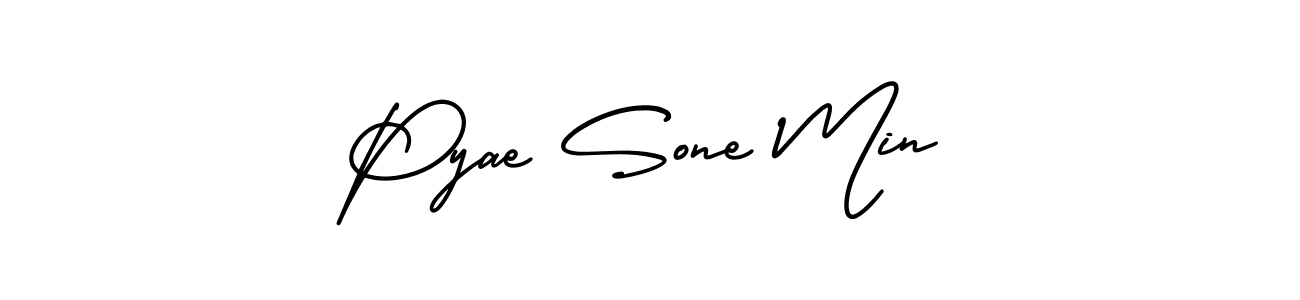 Use a signature maker to create a handwritten signature online. With this signature software, you can design (AmerikaSignatureDemo-Regular) your own signature for name Pyae Sone Min. Pyae Sone Min signature style 3 images and pictures png