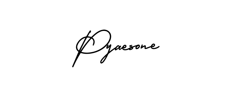 You should practise on your own different ways (AmerikaSignatureDemo-Regular) to write your name (Pyaesone) in signature. don't let someone else do it for you. Pyaesone signature style 3 images and pictures png