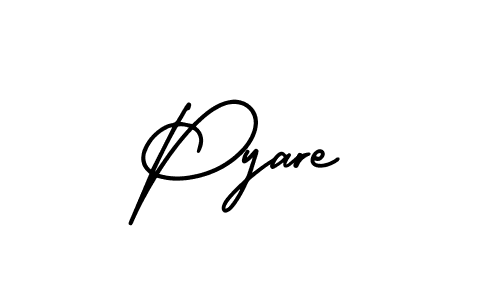 The best way (AmerikaSignatureDemo-Regular) to make a short signature is to pick only two or three words in your name. The name Pyare include a total of six letters. For converting this name. Pyare signature style 3 images and pictures png