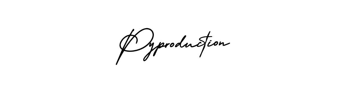How to make Pyproduction name signature. Use AmerikaSignatureDemo-Regular style for creating short signs online. This is the latest handwritten sign. Pyproduction signature style 3 images and pictures png