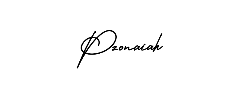 The best way (AmerikaSignatureDemo-Regular) to make a short signature is to pick only two or three words in your name. The name Pzonaiah include a total of six letters. For converting this name. Pzonaiah signature style 3 images and pictures png