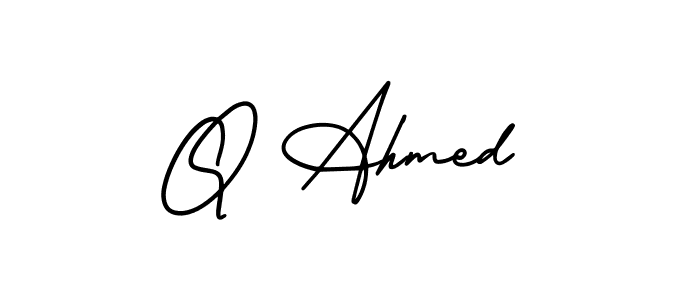 Use a signature maker to create a handwritten signature online. With this signature software, you can design (AmerikaSignatureDemo-Regular) your own signature for name Q Ahmed. Q Ahmed signature style 3 images and pictures png